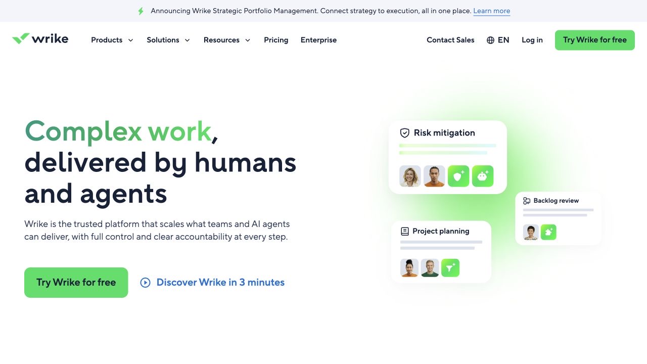 Wrike website and product overview